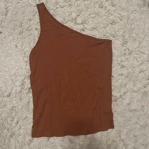 brown one shoulder tank top